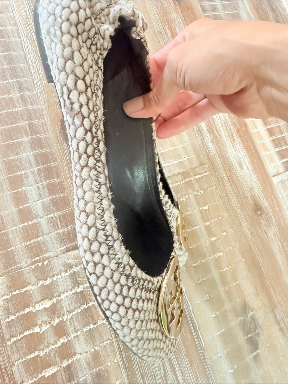Tory Burch snake print Reva calf hair ballet flats - Picture 5 of 11